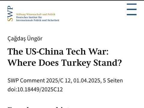 Bölümümüz öğretim üyelerinden Prof. Dr. Çağdaş Üngör'ün "Geopolitics of Technology: Impact of Sino-US Tech Rivalry on Turkey" Projesi Tamamlanmıştır. Detaylar için tıklayınız.
